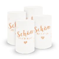 itenga 6x Windlicht Sch�n dass du da bist apricot 10cm