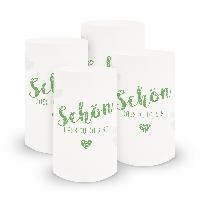 itenga 6x Windlicht Sch�n dass du da bist Salbei gr�n 10cm