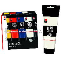 Marabu Acrylfarbe AcrylColor Bundle Set 5x 100 ml + 1x 2...