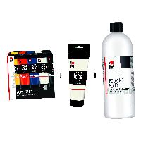 Marabu Acrylfarbe Set 5x 100ml + 1x 225ml extra Tube wei...