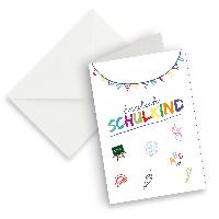 itenga XXL Klappkarte DIN A4 Endlich Schulkind Weiss und...