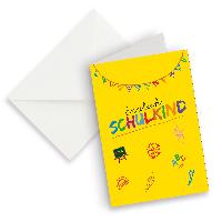 itenga XXL Klappkarte DIN A4 Endlich Schulkind GELB und ...