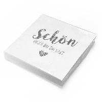 itenga 20x Serviette Sch�n dass du da bist WEISS - grau