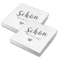 itenga 40x Serviette Sch�n dass du da bist wei� grau Set