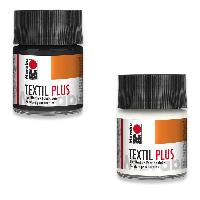 SET - Marabu Textil Plus Textilfarbe wei� 50ml + schwarz...