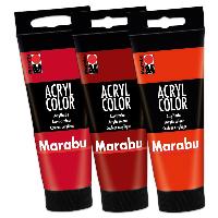 3x Marabu Acrylfarbe Acryl Color je 100ml Flasche (1x zi...