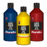 3x Marabu Acrylfarbe Acryl Color je 500ml Flasche (1x ru...
