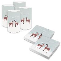 itenga 6x Windlicht + 40x Servietten - Weihnachten - Hir...