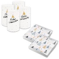 itenga 6x Windlicht + 40x Servietten - Weihnachten - B�u...