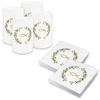 itenga 6x Windlicht + 40x Servietten - Fisch - Eukalyptu...