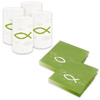 itenga 6x Windlicht + 40x Servietten - Fisch - fr�hlings...