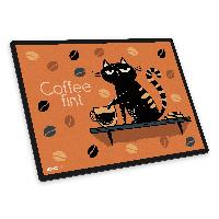 itenga Schreibunterlage V1 Motiv Katze Coffee first