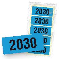 itenga 50x Jahresetiketten 2030 BLAU rechteckig 6 x 2,5 ...