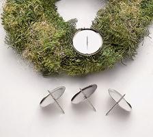 GLOREX Adventskranz-Kerzenhalter, silber, Durchmesser: 6...