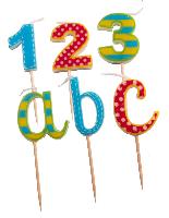 Kerze auf Pick 6 St�ck Schulanfang 123 Abc